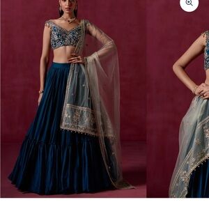 Elegant Blue Embroidered Wedding Dress